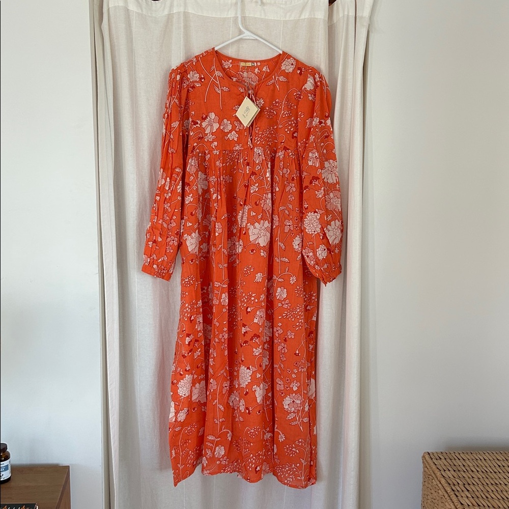 MATTA HAMSA Floral Orange Maxi Dress size medium NWT